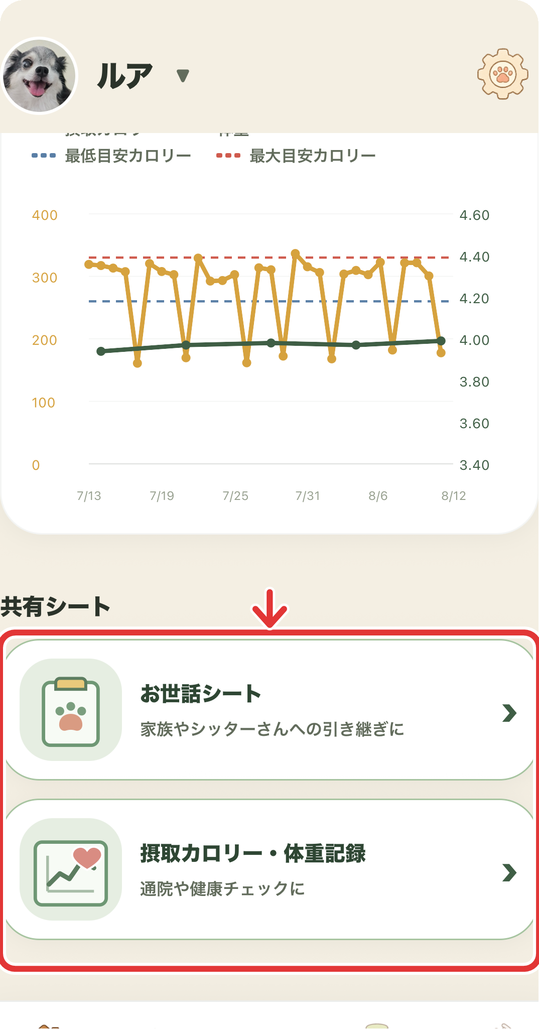 ホーム下部の共有シート入口